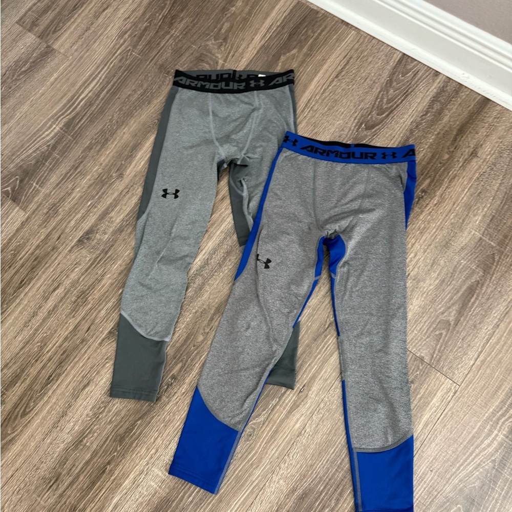 Bundle Under Armour Kids' Gray and Blue Leggings size M youth